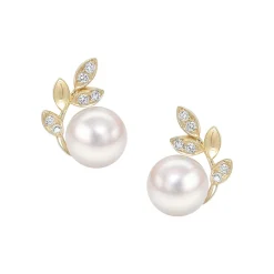 Clearance Akoya perleørepynt  7-7,5 mm med diamanter 0,11 ct Ørepynt