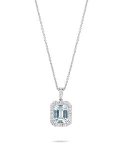 Sale Anheng i 18 karat hvitt gull med akvamarin-sten og diamanter 0,47 ct Halssmykker
