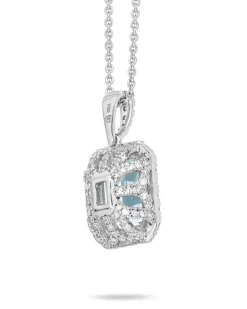 Sale Anheng i 18 karat hvitt gull med akvamarin-sten og diamanter 0,47 ct Halssmykker