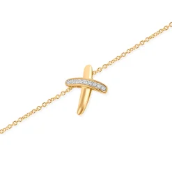 Hot Anheng i gult gull kryss med diamanter 0,06 ct Halssmykker
