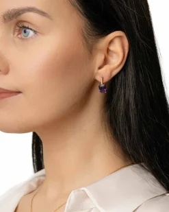 Sale Anheng i gult gull med ametyst-sten og diamanter 0,02 ct Halssmykker