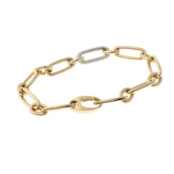 Sale Ankerarmbånd figaro i hvitt og gult gull med diamanter Armbånd