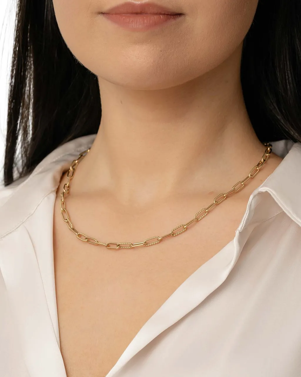 Fashion Ankerkjede i gult gull med detaljer Halssmykker