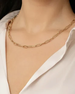 Fashion Ankerkjede i gult gull med detaljer Halssmykker
