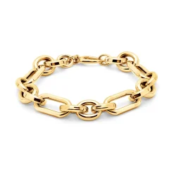 Clearance Armbånd i gult gull med ovale og rektangulære lenker Armbånd