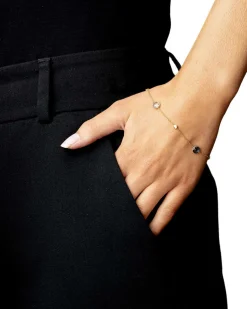 Sale Armbånd i gult gull med plater og topas Armbånd