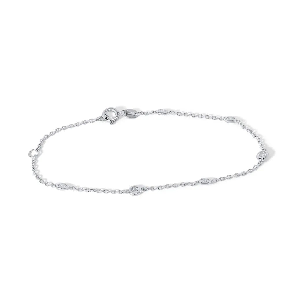 Clearance Armbånd i rhodinert sølv med cubic zirkonia 17+3 cm Armbånd