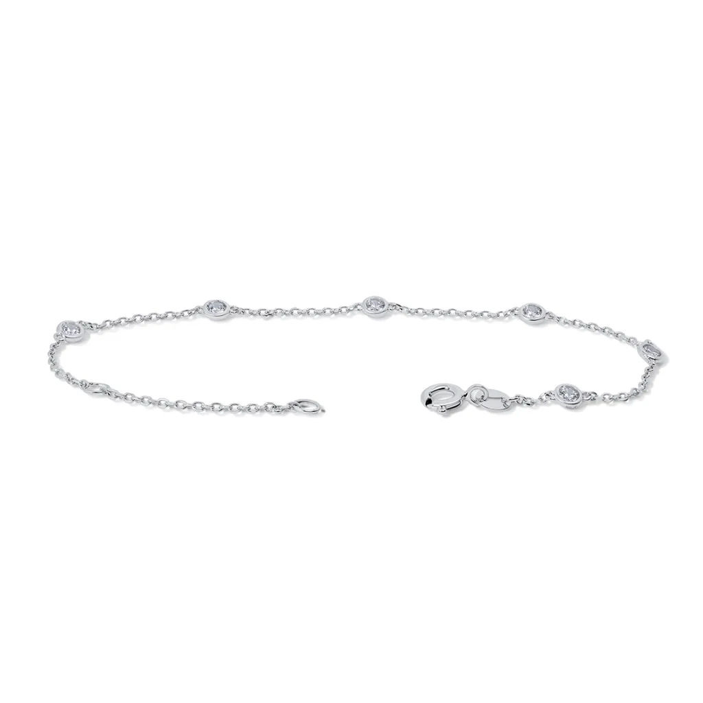 Clearance Armbånd i rhodinert sølv med cubic zirkonia 17+3 cm Armbånd