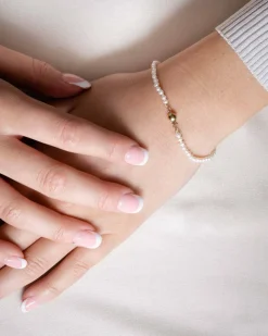 Clearance Armbånd med ferskvannsperler og lås i gult gull Armbånd
