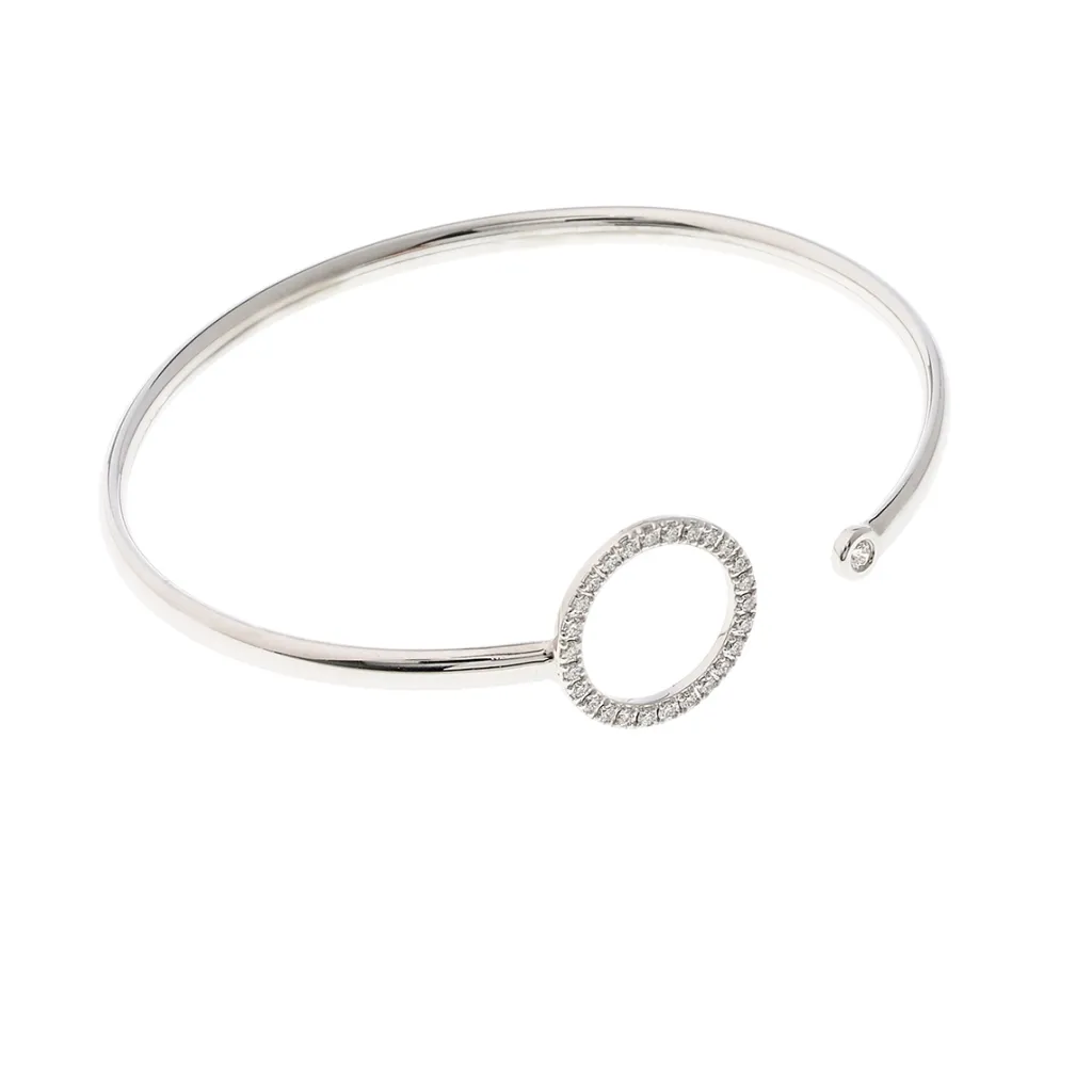 Outlet Armring i hvitt gull med sirkel og diamanter Armbånd
