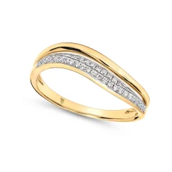 New Bølgering i gult gull med diamanter Ringer