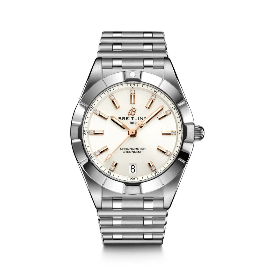 Outlet Chronomat 32 mm gull og diamantindex Til Henne