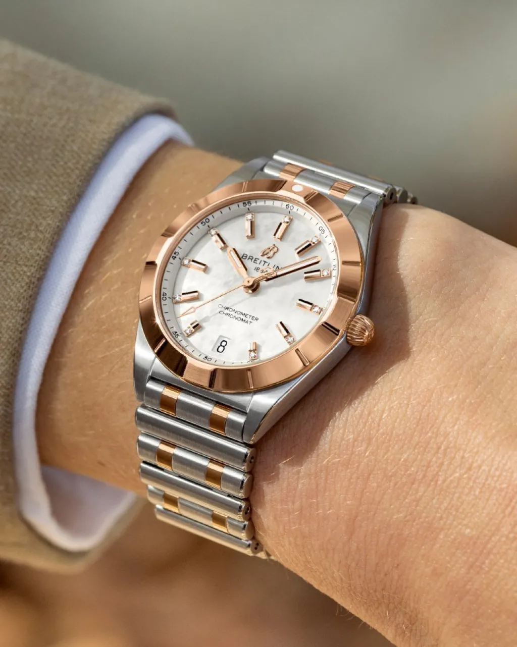 New Chronomat 32 mm rødt gull og stål Two Tone Klokker | Til Henne
