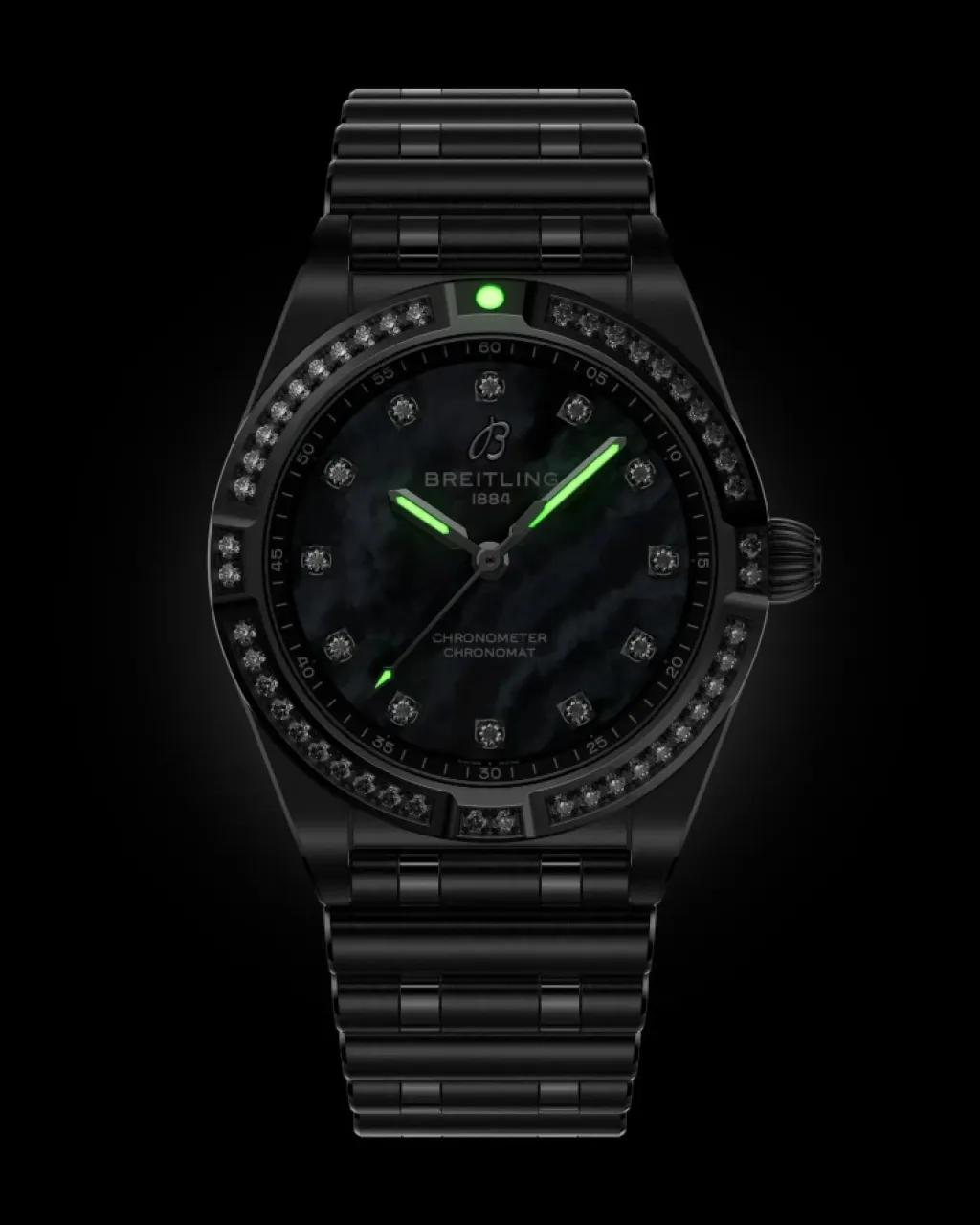 Best Chronomat med mørk blå perlemor 28 mm Til Henne