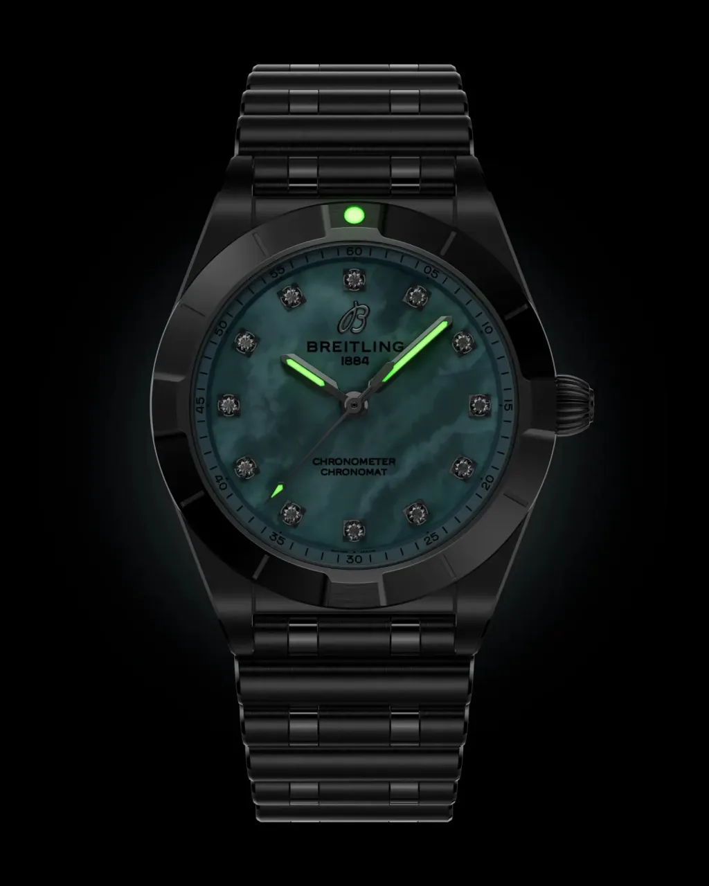 Sale Chronomat rustfritt stål med turkis perlemor 28 mm Til Henne
