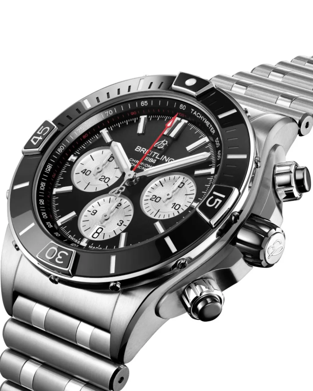 Outlet Super Chronomat B01 44 mm svart skive Til Han