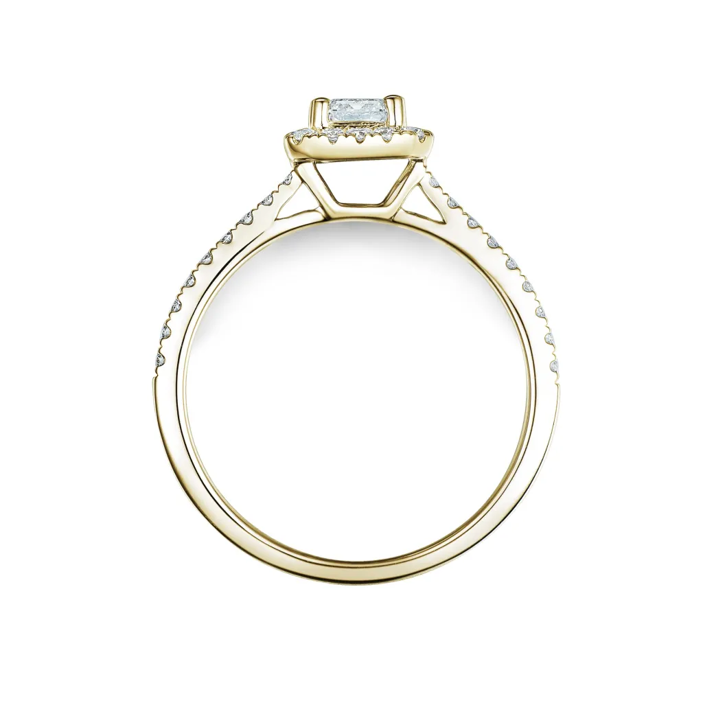 Discount Bridal Eternity diamantring i gult gull emerald cut 0,75 ct Ringer