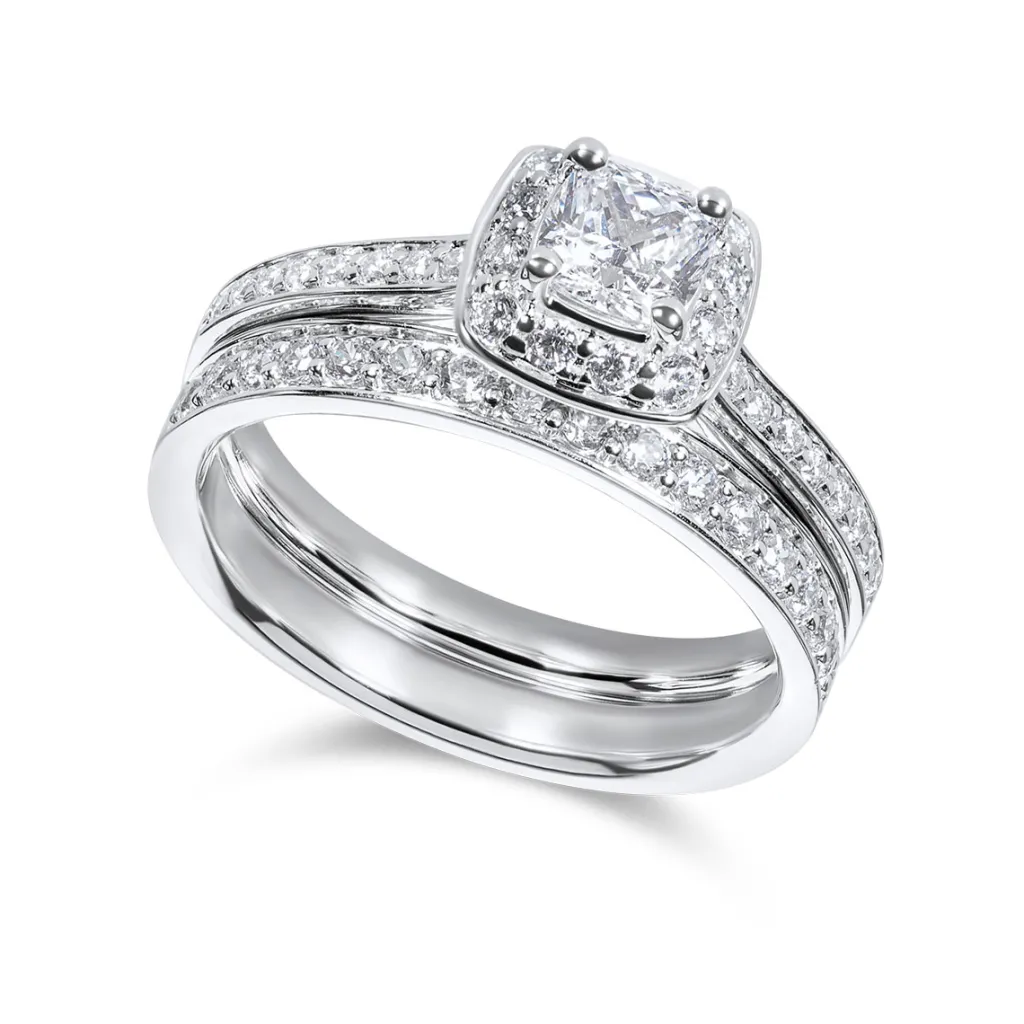 Hot Bridal Eternity diamantring i hvitt gull cushion 0,80 ct Ringer