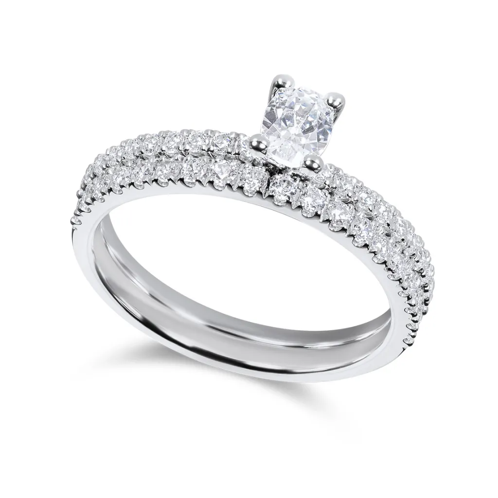 Fashion Bridal Eternity diamantring i hvitt gull oval 0,50 ct Ringer