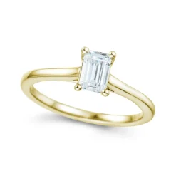 Discount Bridal Eternity enstens diamantring i gult gull emerald cut 0,70 ct Ringer