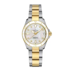 Hot DS Action Lady hvit perlemor 34,5 mm Klokker Med Diamanter | Two Tone Klokker