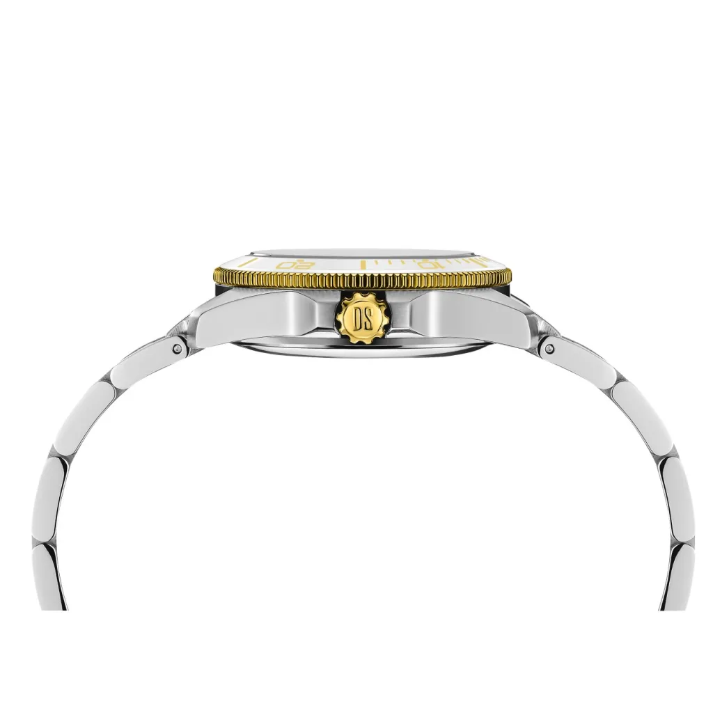 Hot DS Action Lady hvit perlemor 34,5 mm Klokker Med Diamanter | Two Tone Klokker
