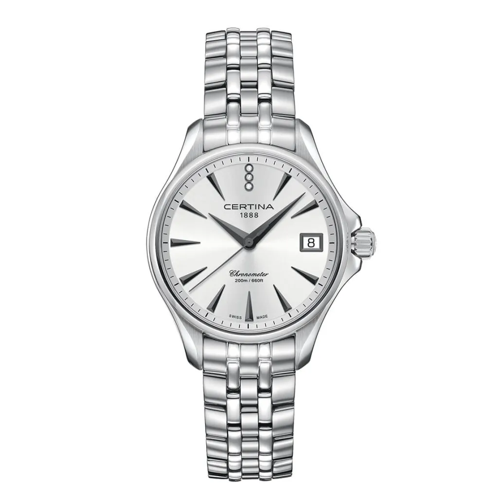 Fashion DS Action sølvfarget skive med diamanter 33,80 mm Klokker Med Diamanter | Til Henne