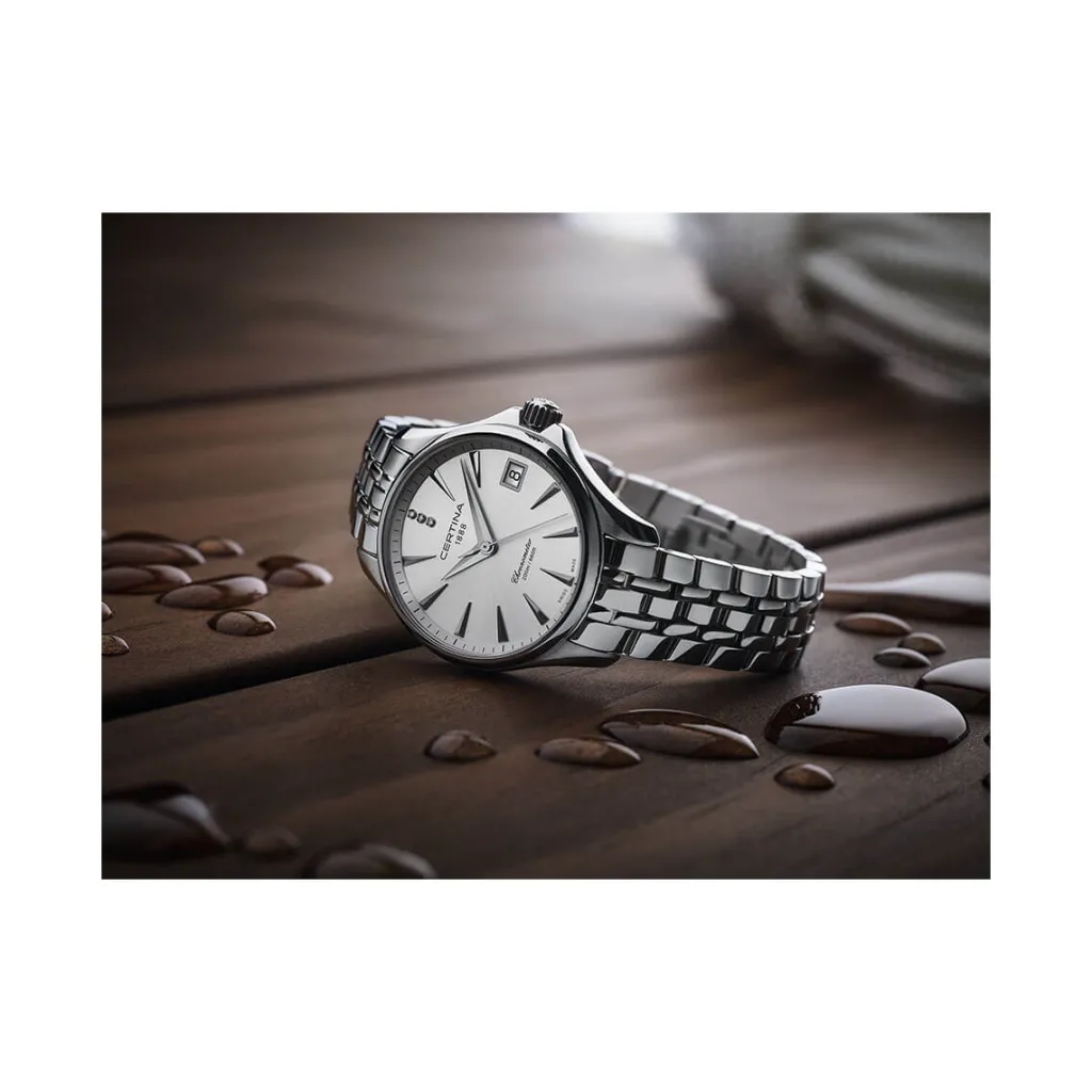 Fashion DS Action sølvfarget skive med diamanter 33,80 mm Klokker Med Diamanter | Til Henne