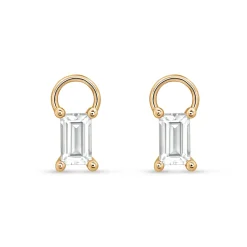 Outlet Charms i gult gull med hvit kvarts Ørepynt