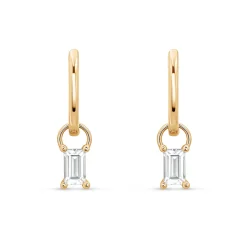 Outlet Charms i gult gull med hvit kvarts Ørepynt