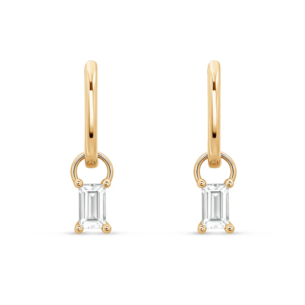 Outlet Charms i gult gull med hvit kvarts Ørepynt