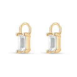 Outlet Charms i gult gull med hvit kvarts Ørepynt