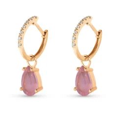 New Charms i gult gull med rosenkvarts 3,30 ct Ørepynt