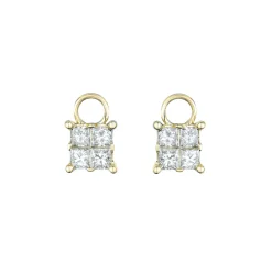 Discount Charms i gult gull princess cut 0,54 ct Ørepynt