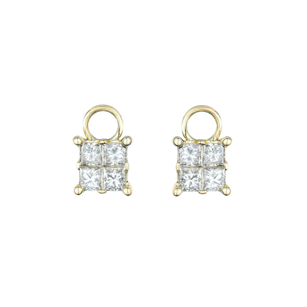 Discount Charms i gult gull princess cut 0,54 ct Ørepynt