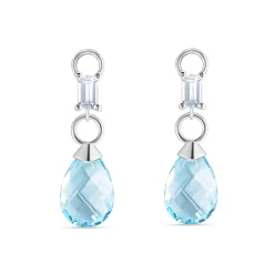 Outlet Charms i hvit gull med kvarts og blå topas Ørepynt