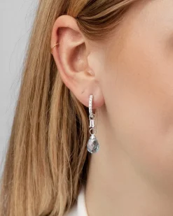 Outlet Charms i hvit gull med kvarts og blå topas Ørepynt