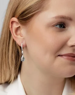 Outlet Charms i hvit gull med kvarts og blå topas Ørepynt
