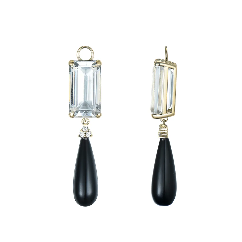 Clearance Charms med bergkrystall og sort agat 0,10 ct Ørepynt