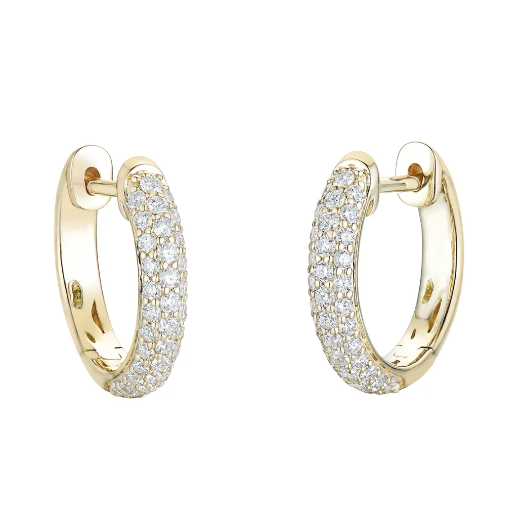 Discount Creoler i gult gull med diamanter i pavé 0,50 ct Ørepynt