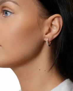 Online Creoler i gult gull med diamanter 0,75 ct Ørepynt
