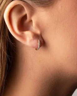 Fashion Creoler i gult gull med diamanter 0,08W/SI Ørepynt