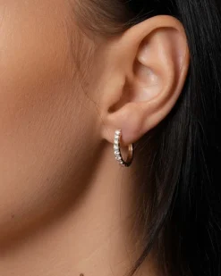 Online Creoler i gult gull med diamanter 0,75 ct Ørepynt