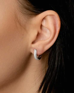 Outlet Creoler i rhodinert sølv med cubic zirkonia Ørepynt