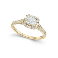 Best 0,55 ct diamantring i gult gull brilliant og princess cut Ringer