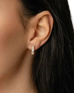 Hot 0,70 ct gult gull diamantcreoler i baguetteslip Ørepynt