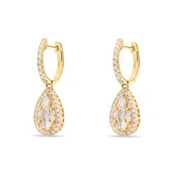 Clearance 1,10 ct gult gull diamantørepynt dråpe med ulik slip Ørepynt