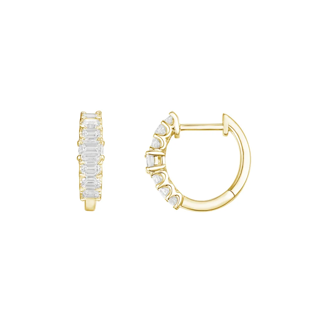 Fashion 1,30 ct smaragdslipt diamantørepynt i gult gull Ørepynt