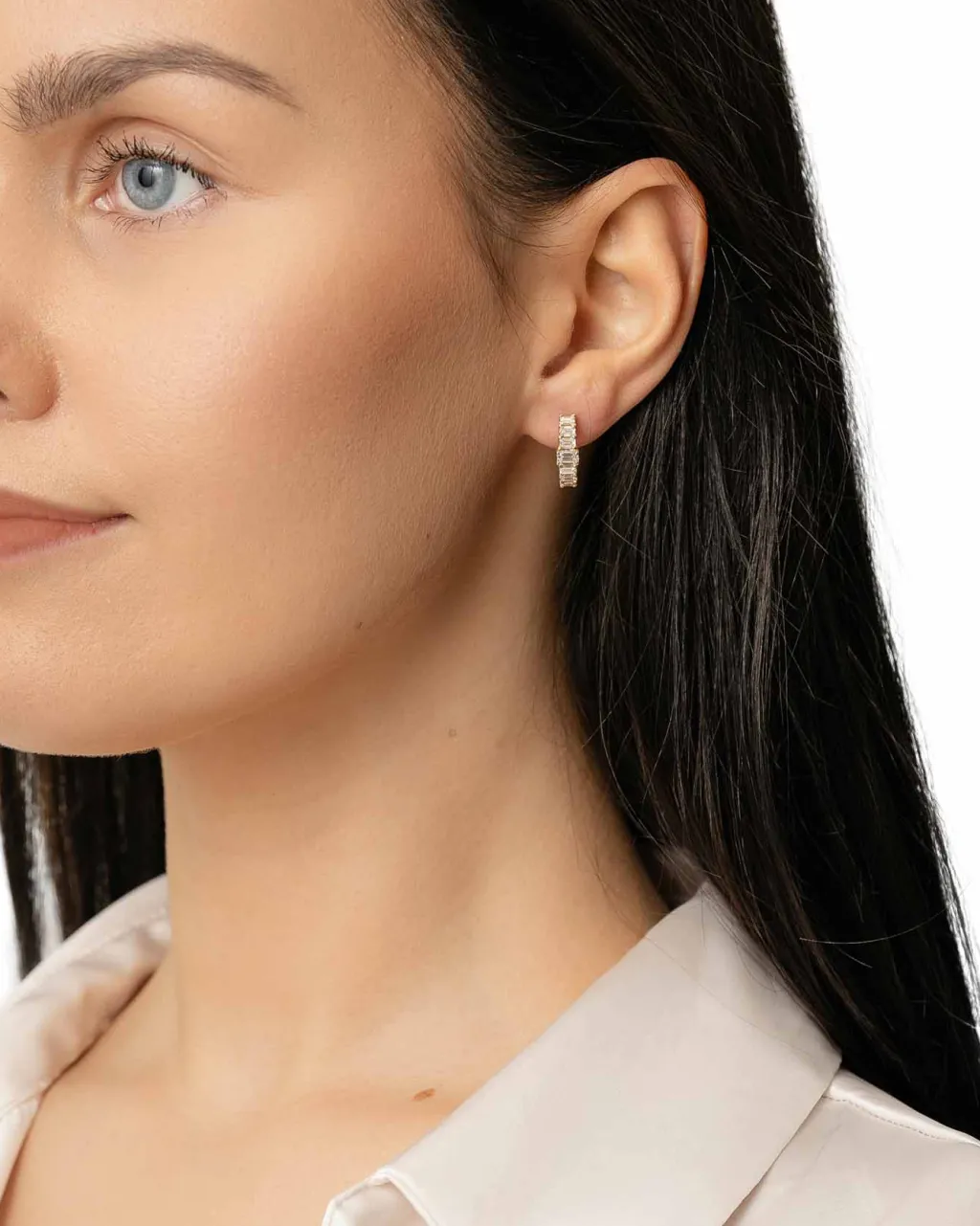 Fashion 1,30 ct smaragdslipt diamantørepynt i gult gull Ørepynt