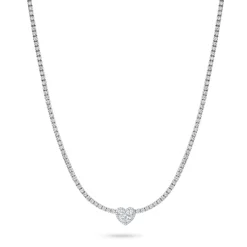 Fashion Diamant tenniskjede med hjerte 3,6 ct Halssmykker